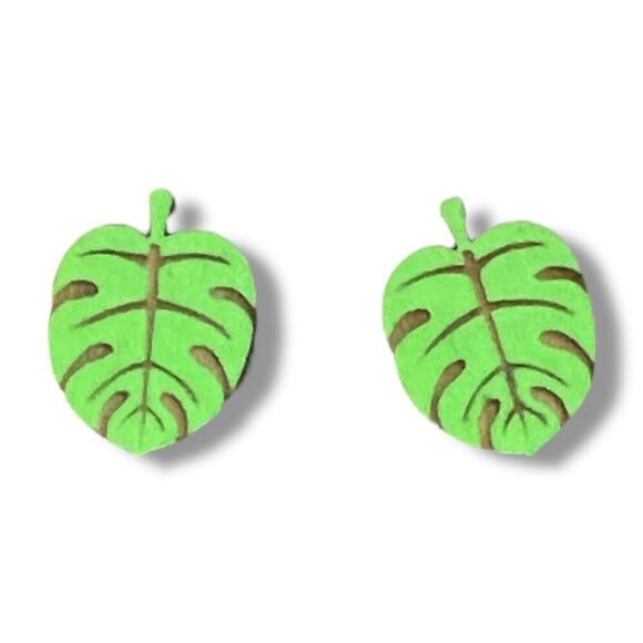 Bundle Sale 3 for $15 | Handcrafted Wooden Leaf Earrings - Picture 1 of 6